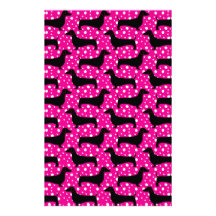 Pink Polka Dachshunds Stationery