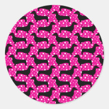 Pink Polka Dachshunds Stickers