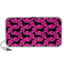 Pink Polka Dachshunds Travelling Speakers