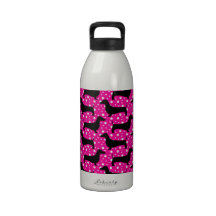Pink Polka Dachshunds Water Bottle