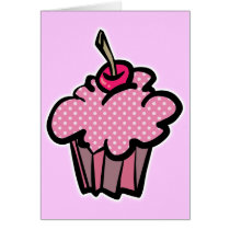 pink polka dot cupcake greeting card