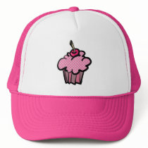 pink polka dot cupcake mesh hat