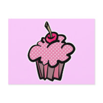 pink polka dot cupcake postcards
