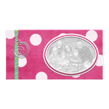Pink Polka dot Holiday Photo Template Custom Photo Card