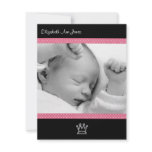 Pink Polka Dot on Black Baby Girl Announements Announcements
