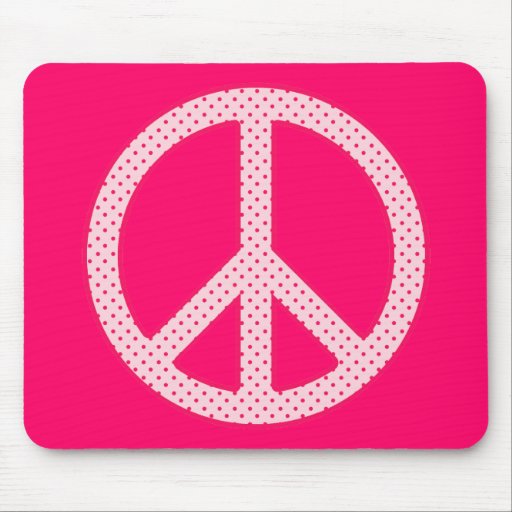 Pink Polka Dot Peace Mouse Mat