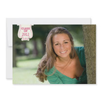 Pink polka dot photo graduation party announcement