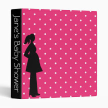 Pink Polka Dot Pregnant Silhouette Baby Shower Vinyl Binders