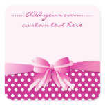 Pink Polka Dot & Ribbon Bow Customizable Stickers