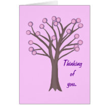 Pink Polka Dot Tree Thinking of You Cards