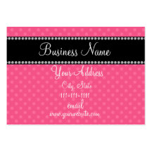 Pink polka dots bling business cards