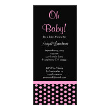 Pink Polka Dots Modern Girl Baby Shower V002 Custom Invitation