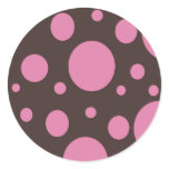 Pink Polka Dots on Brown Stickers