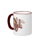 Pink Polka Dotted Angel Heart Ringer Coffee Mug