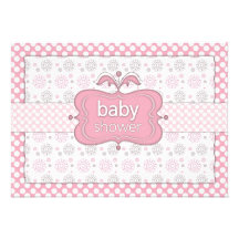 Pink Polkadot Girl Baby Shower Invites
