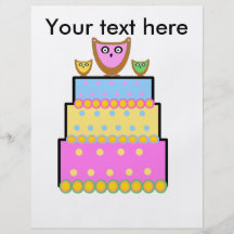 Pink polkadot owl cake flyer
