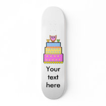 Pink polkadot owl cake skate board decks