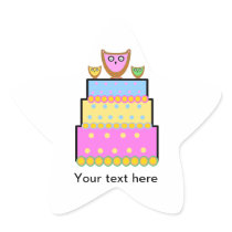 Pink polkadot owl cake star sticker