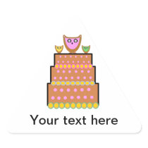 Pink polkadot owl cake triangle stickers