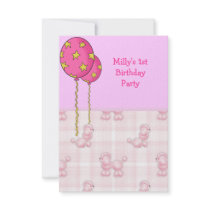 Pink Poodle 1st Birthday Party Balloons Announcement