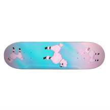 Pink Poodle Art Skateboard