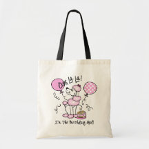 Pink Poodle Birthday Canvas Bag