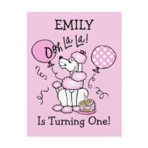 Pink Poodle Birthday Custom Postcard