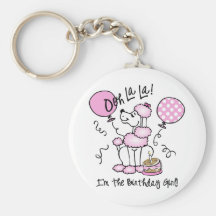 Pink Poodle Birthday Key Chain