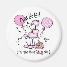 Pink Poodle Birthday Magnets