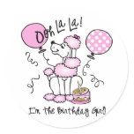 Pink Poodle Birthday stickers