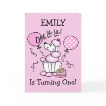 Pink Poodle Custom Birthday Invitation Greeting Cards