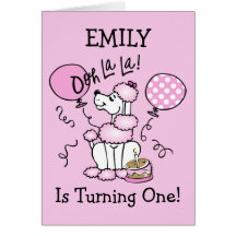 Pink Poodle Custom Birthday Invitation Greeting Cards