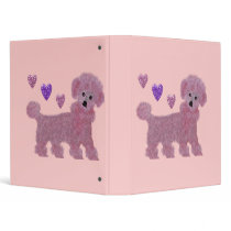 Pink Poodle Hearts Binder