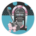 Pink Poodle Rock and Roll Stickers