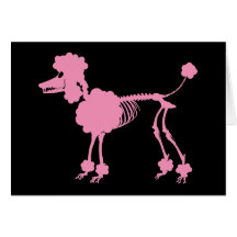 Pink Poodle Skeleton Card