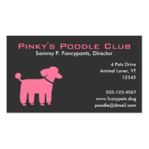 Pink Poodle with Customizable Text Business Card Templates