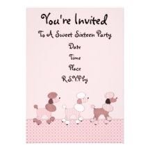 Pink Poodles On Parade Invitation