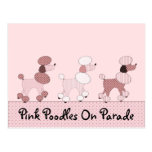 Pink Poodles On Parade Postcard