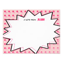 Pink Pop Art Comic Book Inspired Flat Notecards Invites