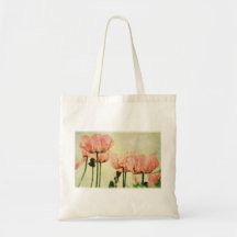Pink Poppies and Floral Swirls Canvas Bags