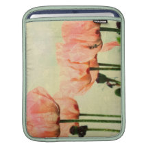 Pink Poppies and Floral Swirls Sleeve For iPads