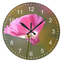 Pink Poppy Flower Wallclocks