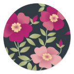 Pink Posies on Black - Sticker