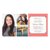 Pink preppy polka dot graduation announcement photo cards