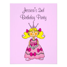 Pink princess 2nd birthday party personalized personalized invites