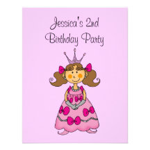 Pink princess 2nd birthday party personalized custom invite