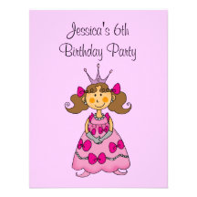 Pink princess 6th birthday party personalized custom invite