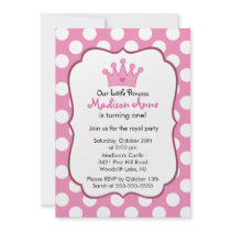 Pink Princess Crown Birthday Party Invitation