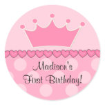 Pink Princess Crown Happy Birthday Sticker
