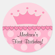 Pink Princess Crown Happy Birthday Sticker